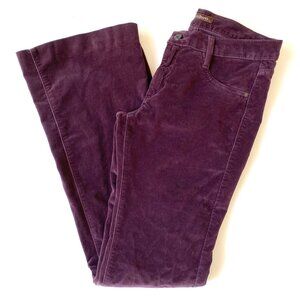 James Jeans Juliette Velveteen Flare Pants Size 28 Plum Made in USA Velvet Fall
